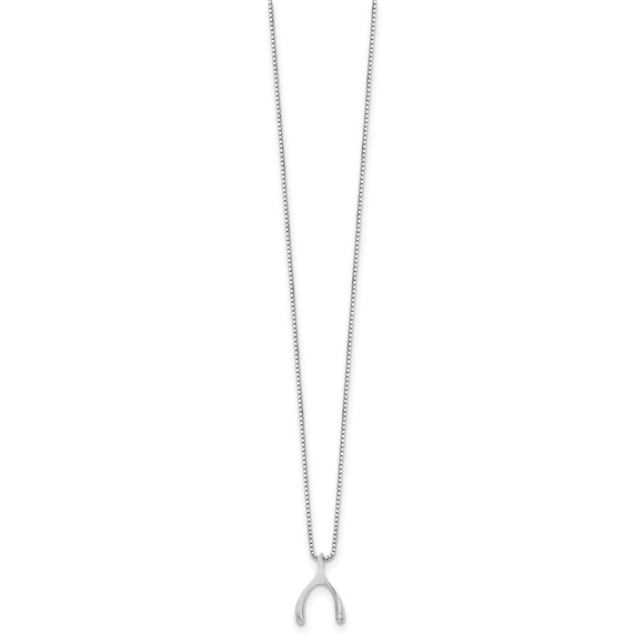 925 Sterling Silver RH 18 Inch Diamond Wishbone Slide Pendant Necklace, 2" Ext. - Picture 2 of 7